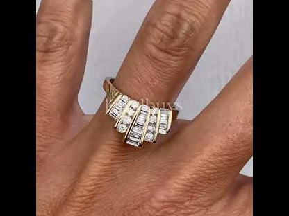 1.6ctw Baguette Cut White Sapphire V-Shape Ring-JEWELBUYS