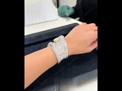 19Ctw Fancy Yellow Fully Pavé-Set Sapphire Bangle-JEWELBUYS