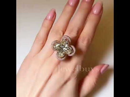 14.82ctw Yellow Sapphire Clover Engagement Ring-JEWELBUYS
