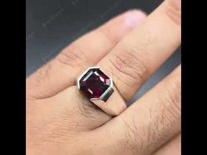 6.2Ct square garnet and ruby engagement ring-JEWELBUYS