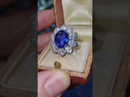 7.0Ctw Oval Ceylon Sapphire Engagement Ring-JEWELBUYS