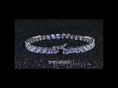 Classic 3mm Round Cut White Sapphire Tennis Bracelet-JEWELBUYS