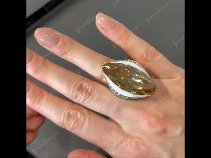 18.66ct Marquise Cut Brownish Yellow Large Gemstone Ring-JEWELBUYS