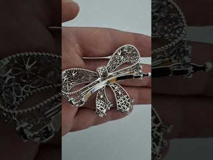 Exquisite bow-shaped openwork sapphire hair accessory-JEWELBUYS