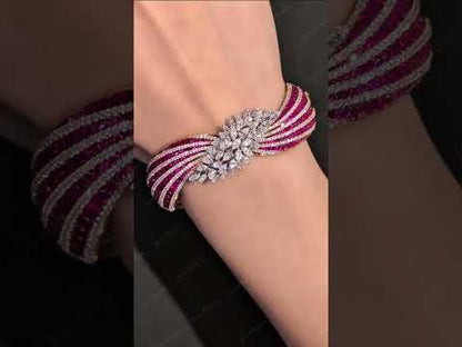 Elegant ruby side ring and bracelet-JEWELBUYS