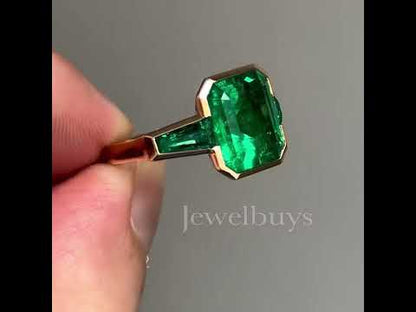 4.78ct Emerald Cut 3 Stones Ring-JEWELBUYS