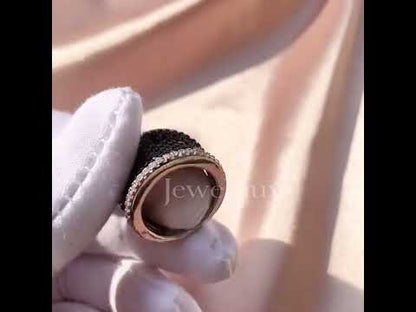 2.1ctw Round Cut Black & White Sapphire Pave Set Ring-JEWELBUYS
