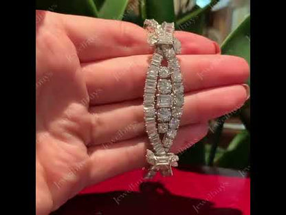 21Ctw Multi-Cut White Sapphire Vintage Bracelet-JEWELBUYS