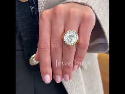4ct Oval & Round Cut White Sapphire Wide Band Women's Ring in Gold-JEWELBUYS