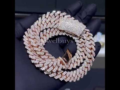 20ct Round Cut Rose Gold Cuban Chains-JEWELBUYS