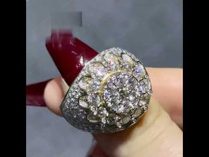 5.3ctw Round Brilliant Cut Luxury Sapphire Flower Ring-JEWELBUYS
