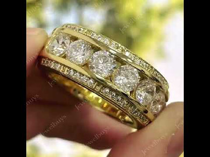 3.8Ctw Half Bezel Pavé Sapphire Eternity Band-JEWELBUYS