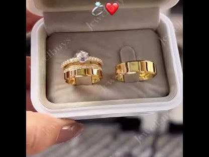 2.2ctw Classic Round Sapphire Ring Three-Piece Set-JEWELBUYS