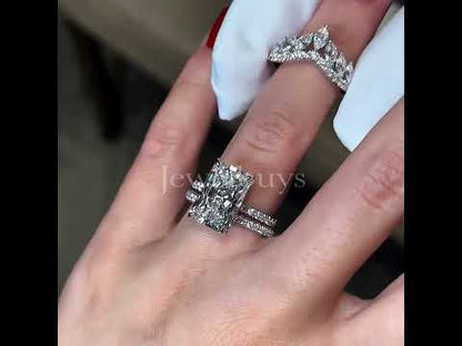 7.0ctw Radiant Cut White Sapphire Royal Queen's Crown Ring Set-JEWELBUYS