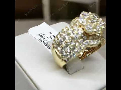 3.0Ctw Round Cut Sapphire Elegant Flower Ring-JEWELBUYS