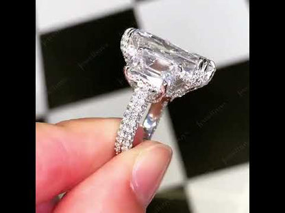 12ctw Radiant and Emerald Cut Brilliant White Sapphire Engagement Ring-JEWELBUYS