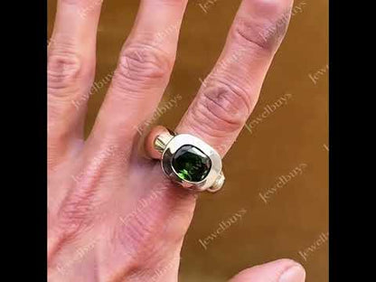 3.2Ct round cut deep emerald vintage ring-JEWELBUYS