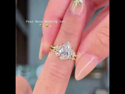 5 CTW Nova Pear Cut White Diamond Wedding Set - JEWELBUYS