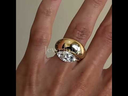 4ctw East-West Marquise Cut with Chunky Stacking Ring - JEWELBUYS