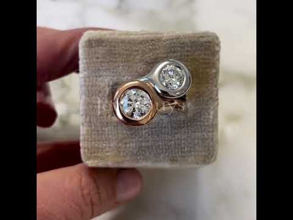 Elegant 2.5ct Round Cut White Sapphire Women's Diamond Ring Mixed in Rose Gold and Silver-JEWELBUYS