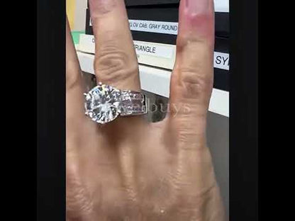 5.5ctw round center wide princess channel shank white sapphire engagement ring-JEWELBUYS