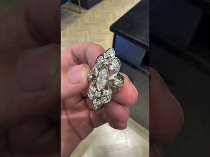 2.12Ctw Vintage marquise-cut Art Deco sapphire engagement ring-JEWELBUYS