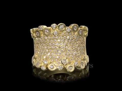3ctw Paved Round Cut White Sapphire Wide Wedding Band Big Engagement Ring in Gold-JEWELBUYS