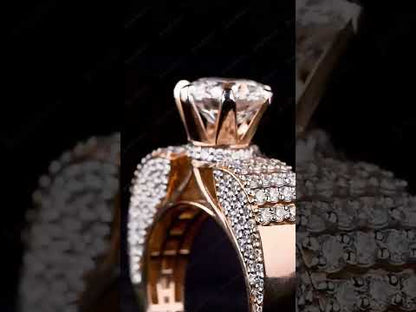 4.27ctw Round Cut White Sapphire Embellished Engagement Ring-JEWELBUYS