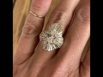 4.0ctw Pear Cut White Sapphire Ballet Style Engagement Ring-JEWELBUYS