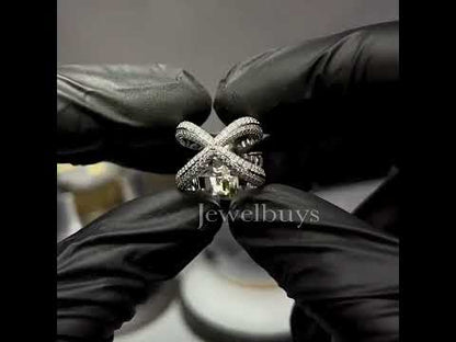 5ct 2 Yellow Cushion Cut and 4 White Round Cut Sapphires Fashion Ring-JEWELBUYS