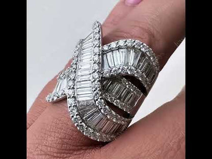 5.0Ctw Baguette Cut Unique Shape Wrap Ring-JEWELBUYS