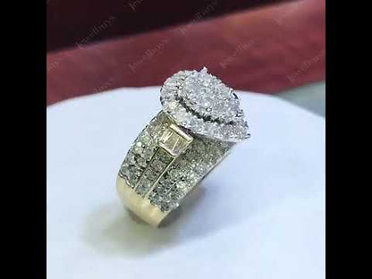 3Ctw Pear-shaped Halo Round Sapphire Engagement Ring- JEWELBUYS