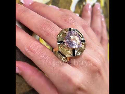 Artful 4ct Heart Cut Purple Sapphire Women's Engagement Ring in Yellow Gold-JEWELBUYS