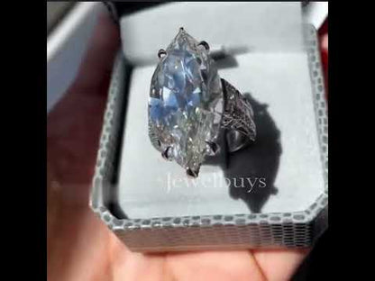 Elegant 8ct Marquise Cut White Sapphire Women's Engagement Ring in Silver-JEWELBUYS