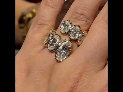 4.0Ctw Modern Elegance Custom-Cut Sapphire Bypass Ring-JEWELBUYS
