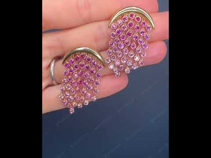 3.0Ctw Romantic pink morganite tassel earrings-JEWELBUYS