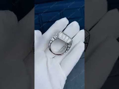 9Ctw Ascher-cut full-set sapphire ring-JEWELBUYS