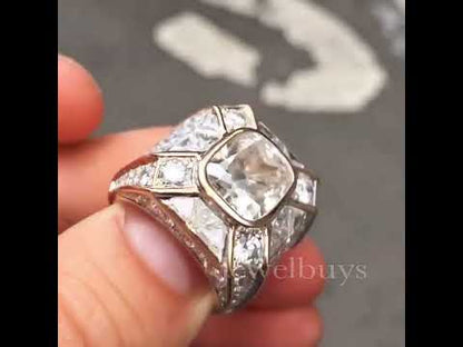 7.0ctw Radiant and Princess Square Cut White Sapphire Luxury Mens Ring-JEWELBUYS