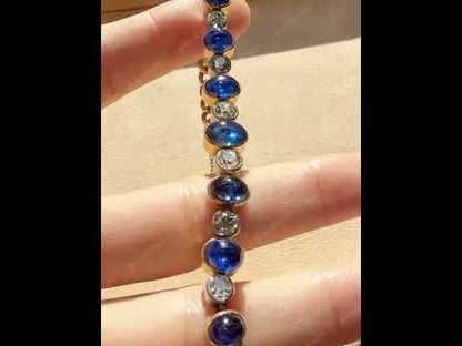 16.6Ctw Oval Cabochon Blue Sapphire Vintage Bracelet-JEWELBUYS