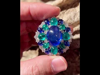 4.8Ctw Cabochon Gemstone Vintage Ring Brooch-JEWELBUYS