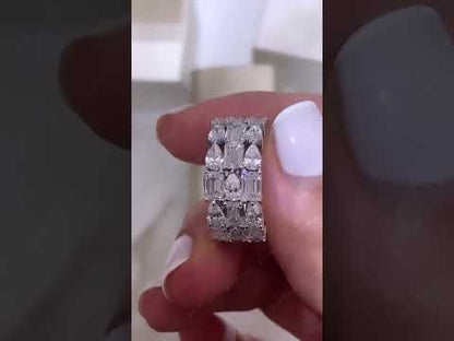 3.02Ctw Emerald and Pear-shaped Sapphire Three-Row Stone Eternal Band- JEWELBUYS