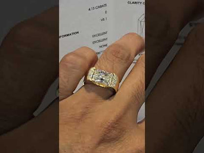 4.26ctw Radiant-Cut Men's Sapphire Engagement Ring-JEWELBUYS