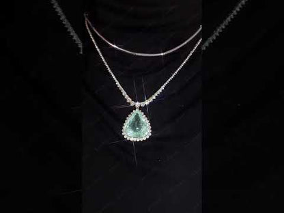 15Ctw Triangle Aquamarine Pendant Necklace-JEWELBUYS