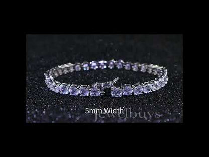 4mm Round Cut White Sapphire Tennis Bracelet-JEWELBUYS