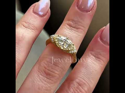 Vintage-inspired Cool with Modern Feel 4ct Marquise Cut White Sapphire Women's Engagement Ring in Gold-JEWELBUYS
