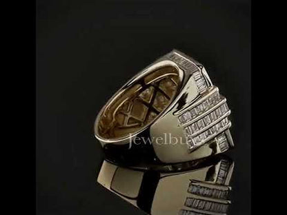 5ct Large Baguette Cut White Sapphire Modern Ring in Gold & Silver-JEWELBUYS