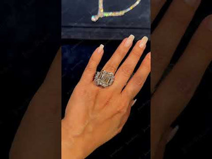 15Ctw Emerald-cut Prong-Set Sapphire Engagement Ring-JEWELBUYS