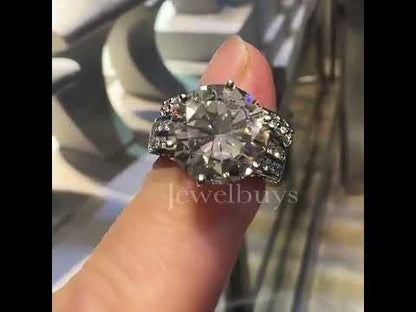 15.01ctw Round Cut White Sapphire Stacked Engagement Ring-JEWELBUYS