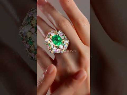 4.3ctw Vivid Colored Sapphire Engagement Ring-JEWELBUYS