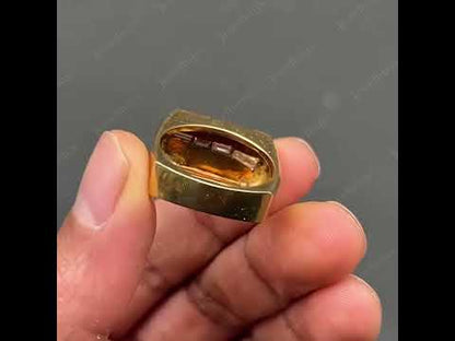 Vintage rectangular-cut sapphire signet ring-JEWELBUYS